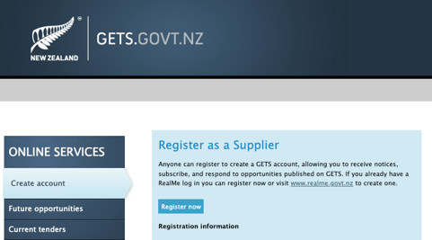 GETS Registration screen